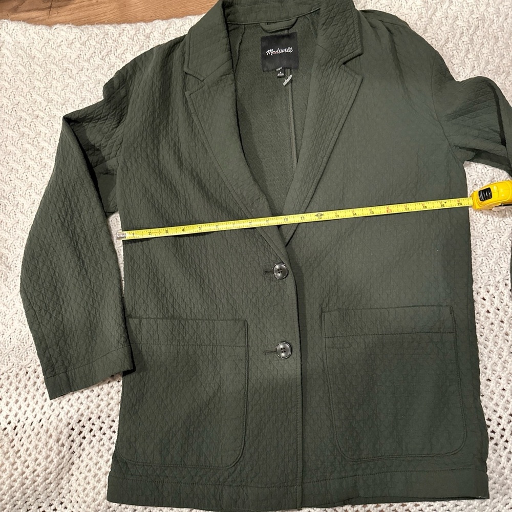 Madewell diamond jacquard shaw blazer olive green women's size small 100%Cotton - Picture 6 of 12